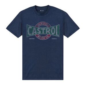 Castrol Unisex Adult Distressed Logo T-Shirt / Navy